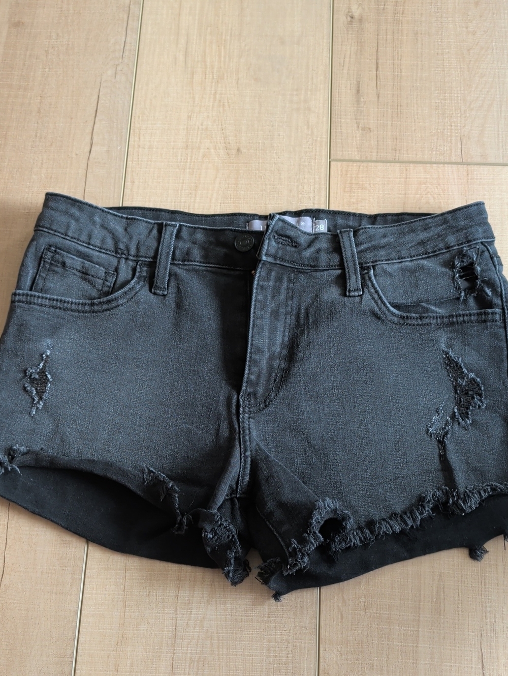 Just USA Black Distressed Denim Cutoff Shorts